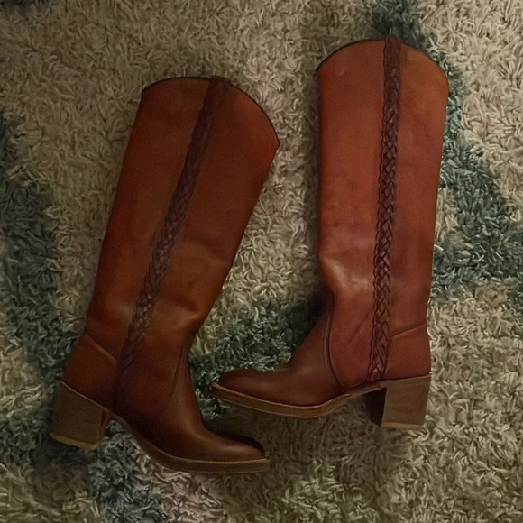 Miss Capezio Shoes - Miss Capezio Braided Leather Boot Stacked Heel Size 6.5